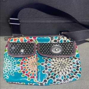 Fossil Blue Crossbody Bag with Vibrant Design